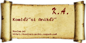 Komlósi Anikó névjegykártya